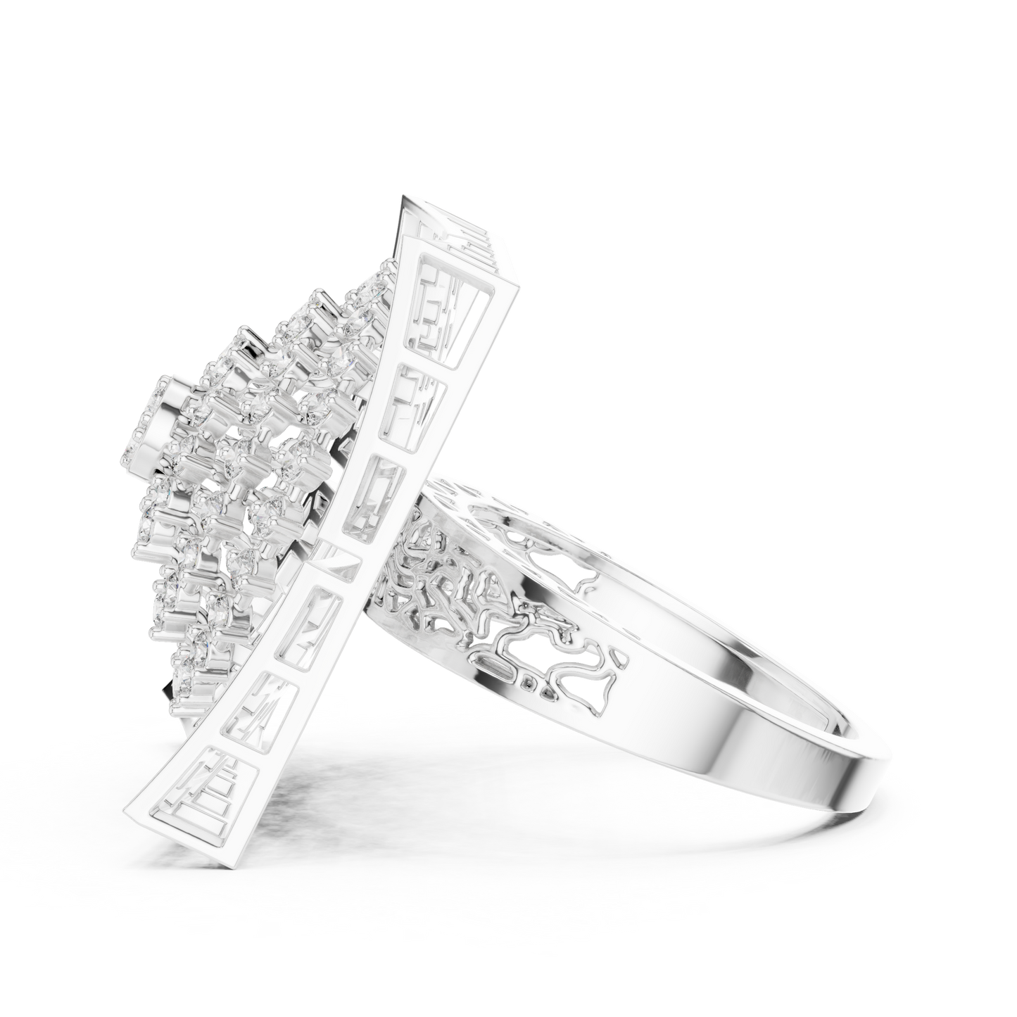 0.81ctw Yellow Gold Diamond Dome Statement Ring | Square Cocktail Ring