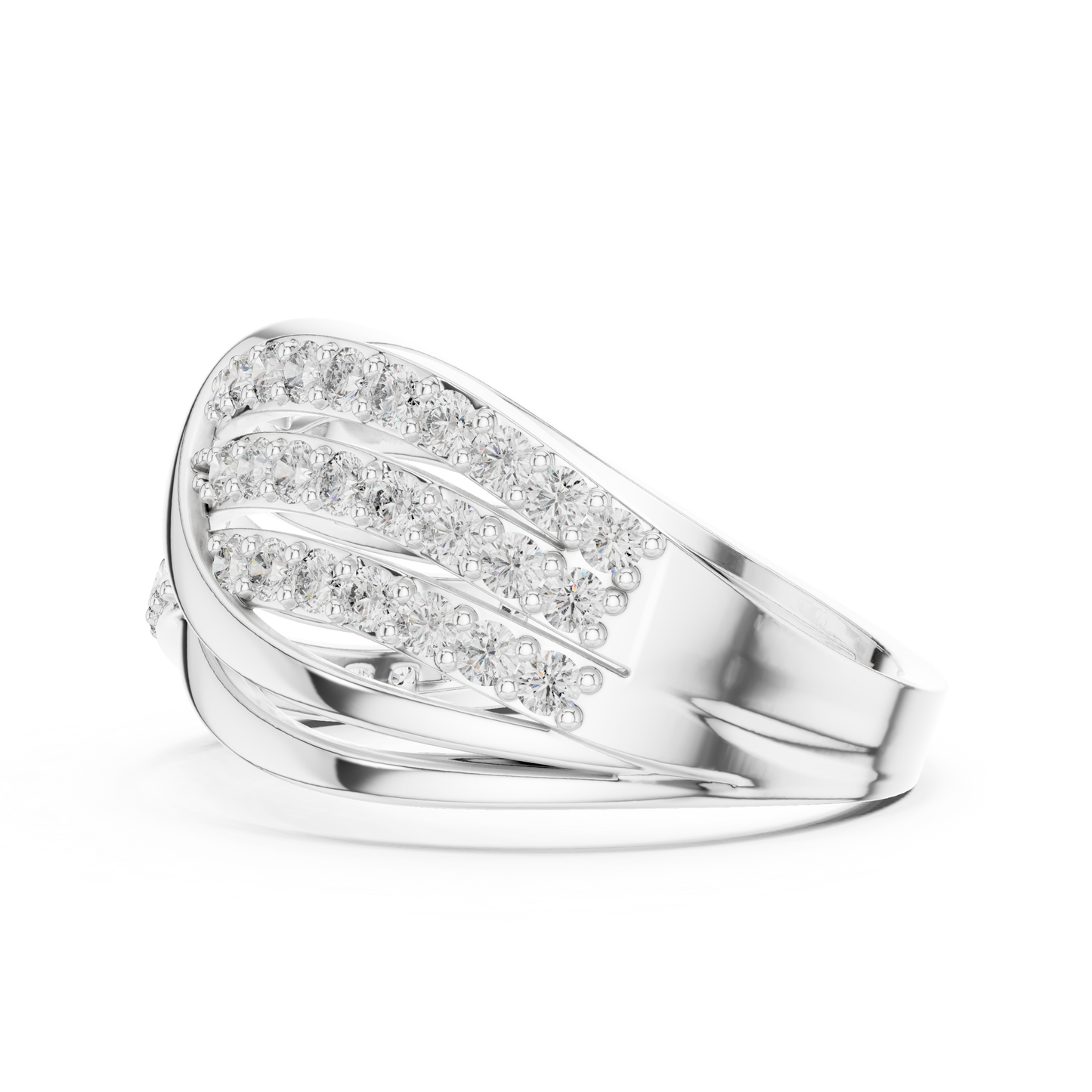 0.78ctw Round Diamond Multi-Row Infinity Criss-Cross Ring - Solid Gold