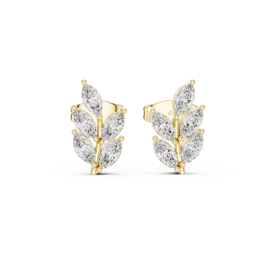 0.56ctw Marquise Diamond Olive Branch Leaf Stud Earrings in White Gold