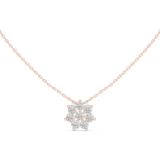 1.32ctw Solid Gold Round Cut Diamond Flower Cluster Pendant