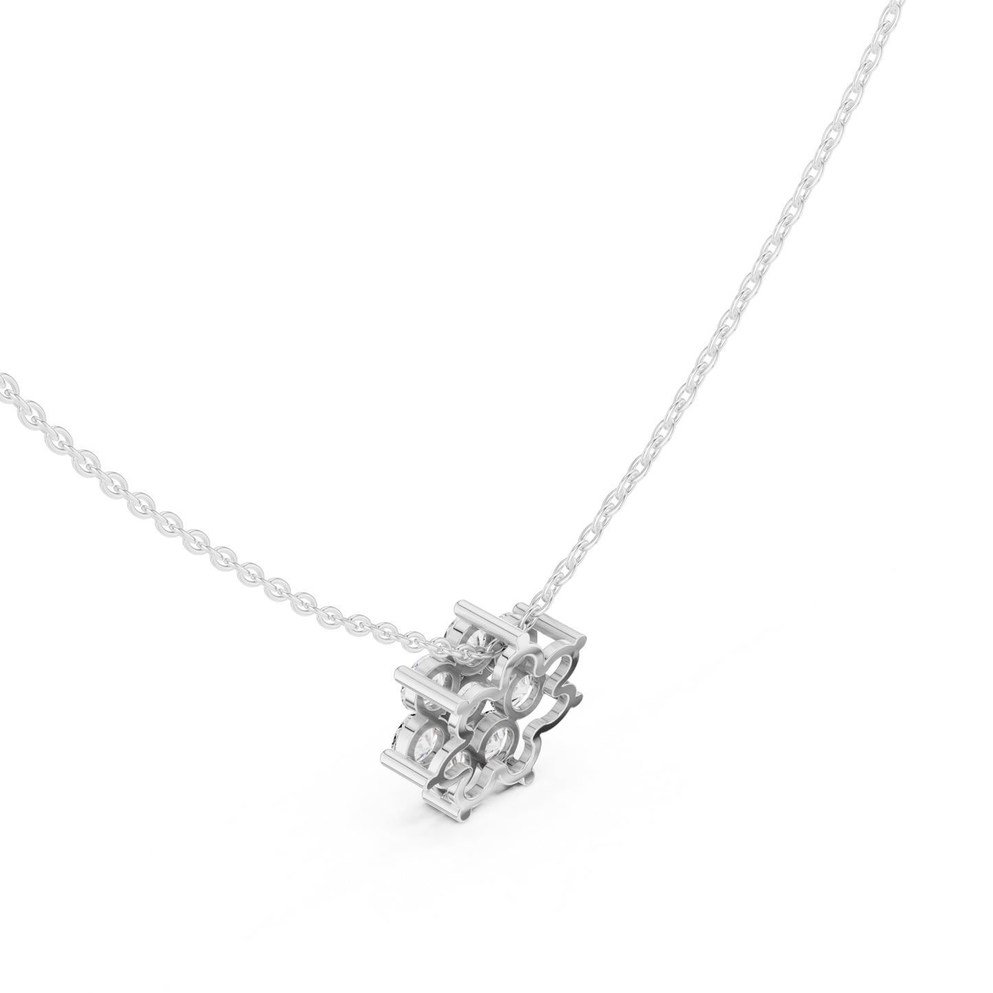 1.32ctw Solid Gold Round Cut Diamond Flower Cluster Pendant