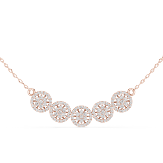 1.07ctw Solid Gold Modern Diamond Mangalsutra 5-Stone Curved Halo Necklace