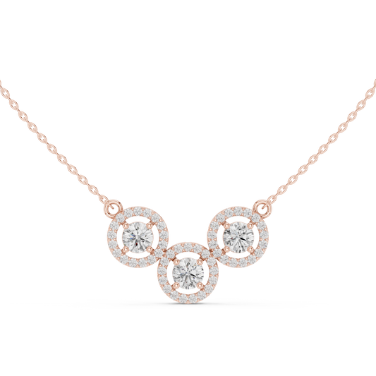 2.27ctw Solid Gold Modern Diamond Mangalsutra 3-Stone Interlocking Halo Necklace