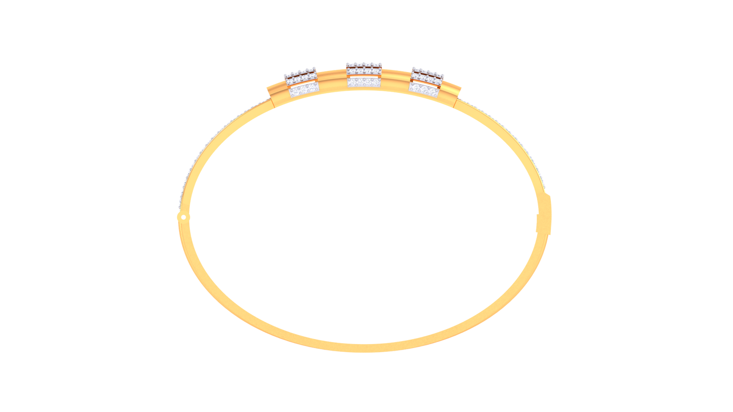 Trio Gleam Gold Bracelet - 0.80 Ct Cylindrical Brilliance Diamonds