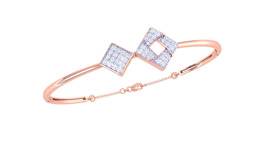 Interlock Square Bracelet In Polished Gold – 0.39 Ct Sparkling Diamonds