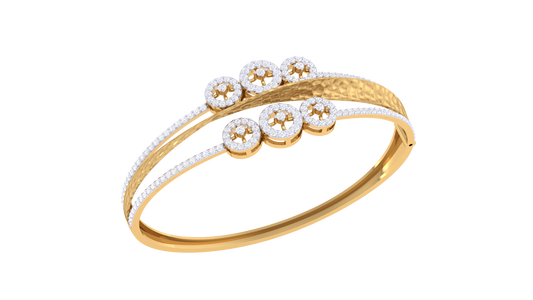 Six-Cluster Gleaming Gold Bracelet - 1.39 Ct Diamond Detailing