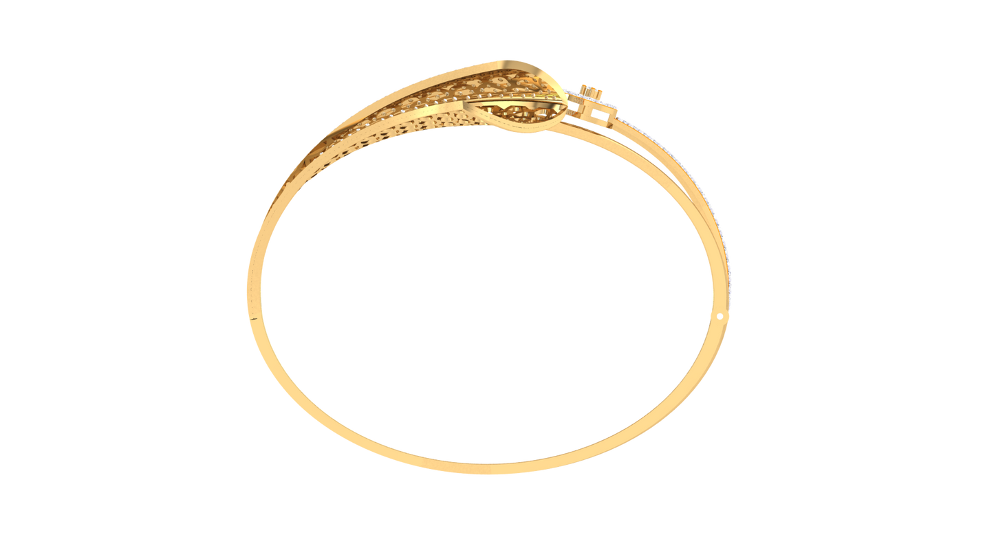 Lattice-Curve Rose Gold Bracelet - 1.36 Ct Diamond Clusters