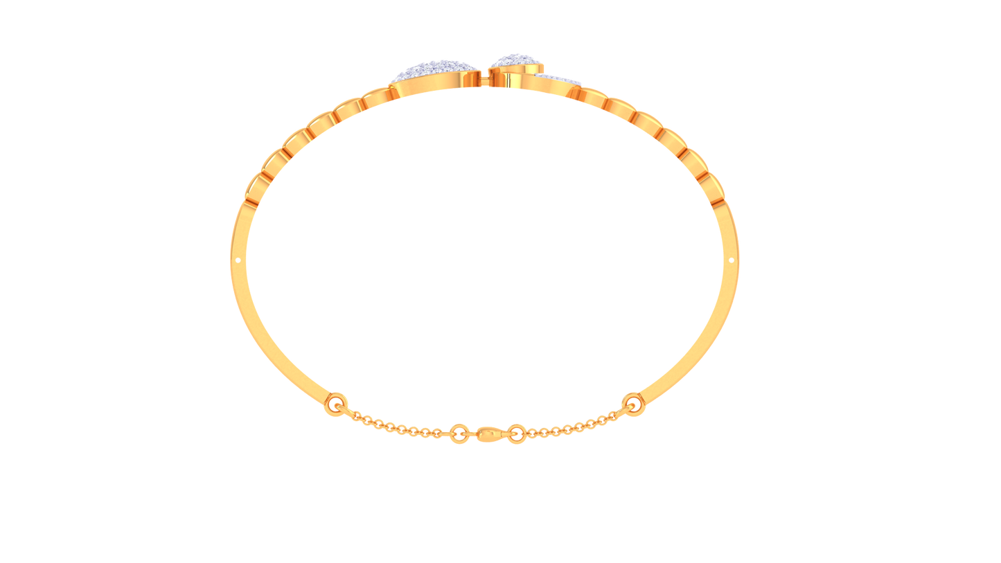 Dual Oval polished Gold Bracelet – 0.65 Ct Sparkling Diamonds