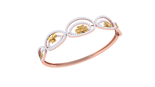 Trio Bloom Gold Bracelet - 1.51 Ct Diamond Halo Accents