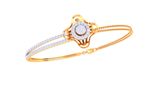 Petal Crest Bracelet In Lustrous Gold – 0.63 Ct Briliant Diamonds Cluster