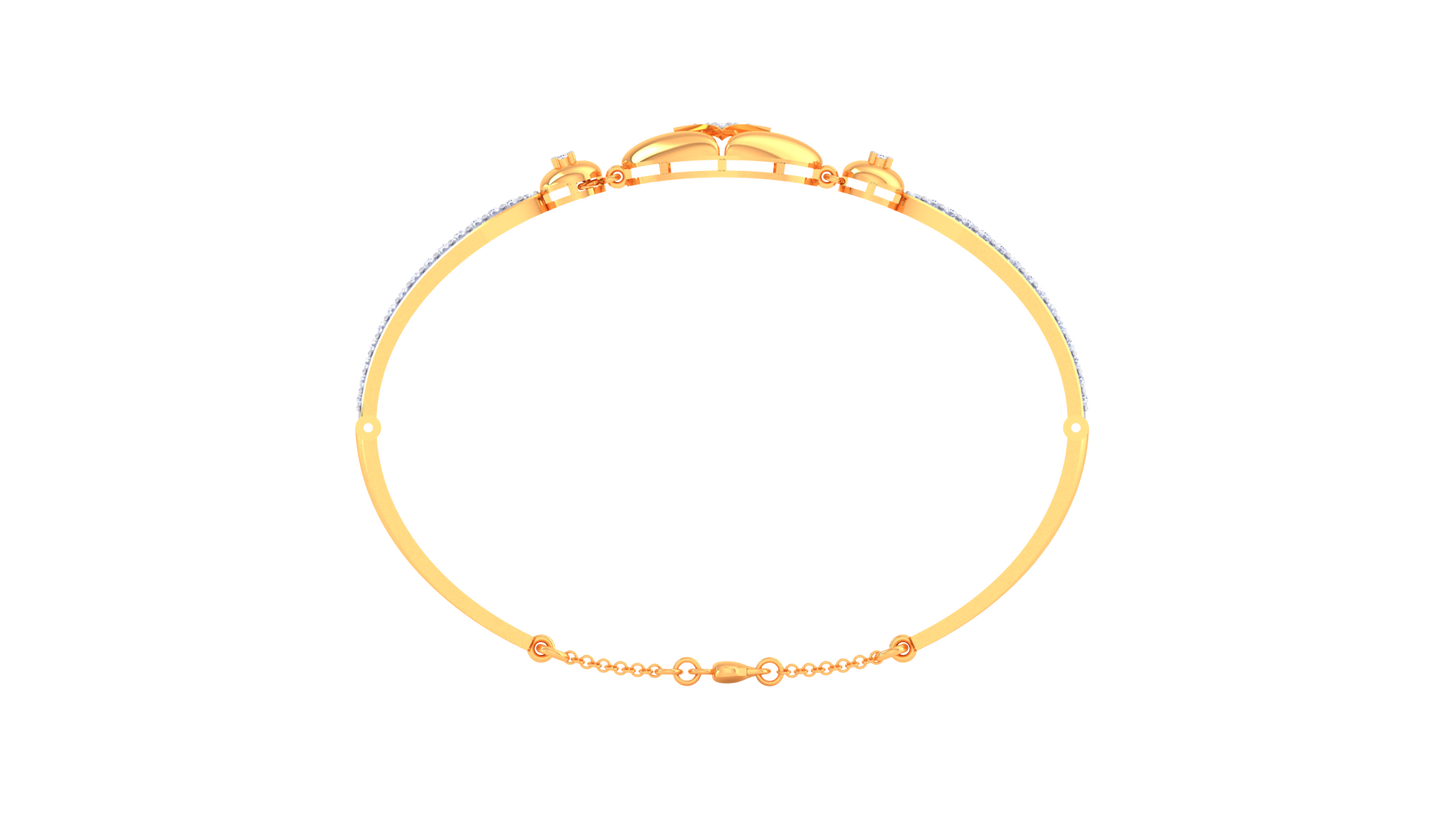 Golden Oval & Round Harmony Bracelet - 0.51 Ct Pave Set Diamonds
