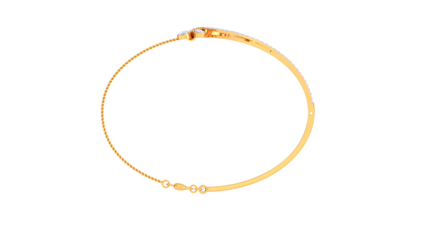 Floral Radiance Dual Band Gold Bracelet - 0.72 Ct Hand Set Diamonds