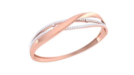 Twilight Harmony Gold and Silver Bangle - 1.00 Ct Sparking Diamonds