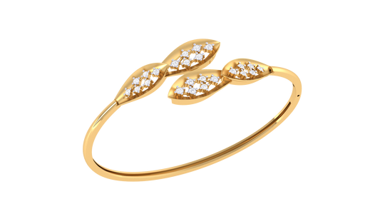 Trio Leaf Bracelet In Rich Gold- 0.34 Ct Brilliant Cut Diamonds