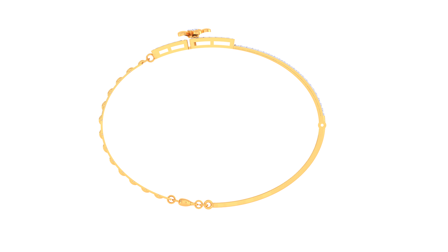 Floral Frame Yellow Gold Bracelet - 1.04 Ct Hand Set Diamonds