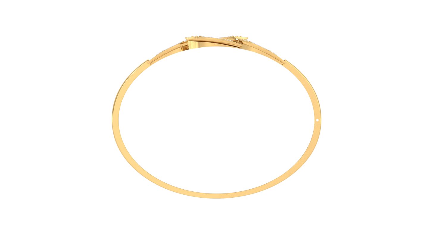 Trio Leaf Bracelet In Rich Gold- 0.34 Ct Brilliant Cut Diamonds