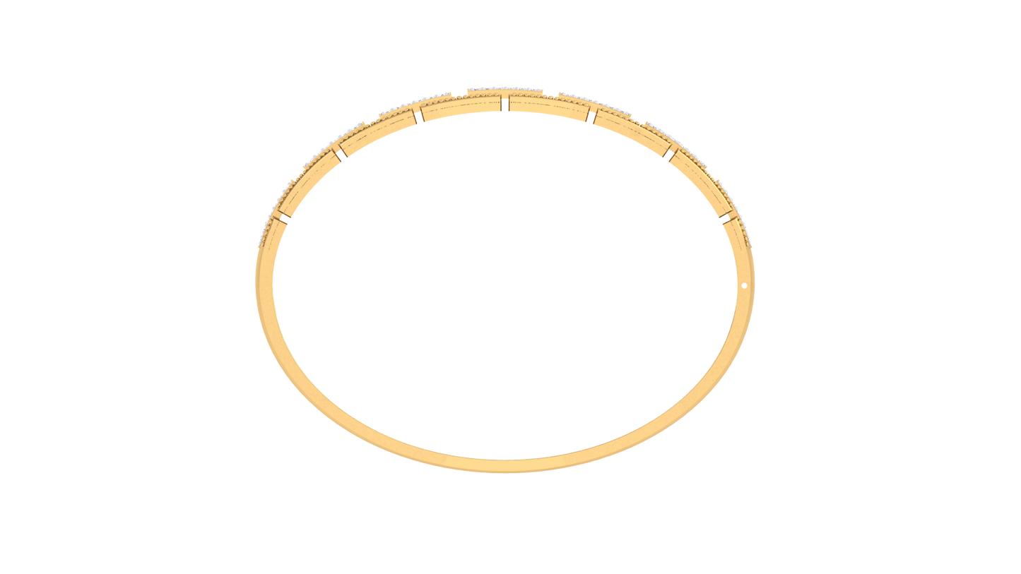 Regal Grid Gold Bracelet - 0.59 Ct Sparking Diamond Panels