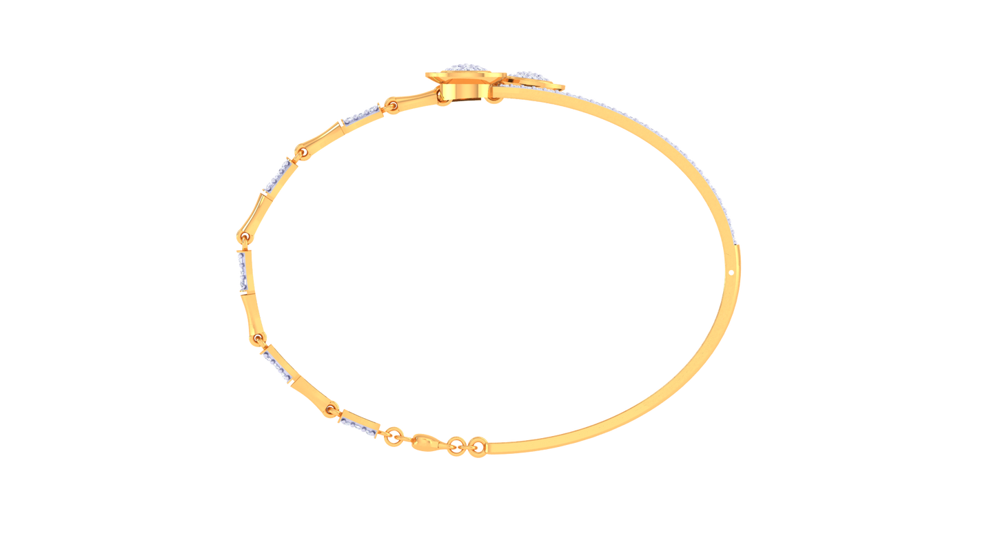 Twin Halo Gold Bracelet With Dual Circular Accents - 0.63 Ct Diamonds