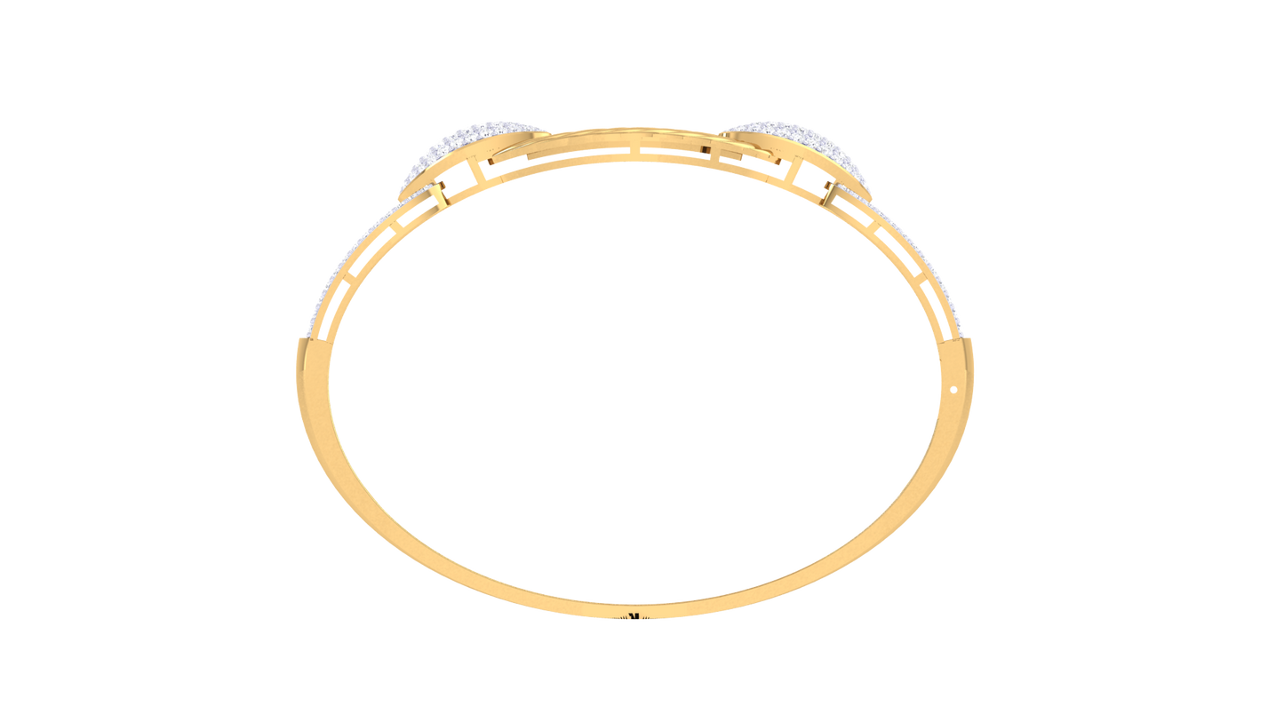 Twist Bloom Gold Bracelet - 1.16 Ct Diamonds Leaf Accents