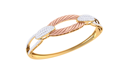 Twist Bloom Gold Bracelet - 1.16 Ct Diamonds Leaf Accents