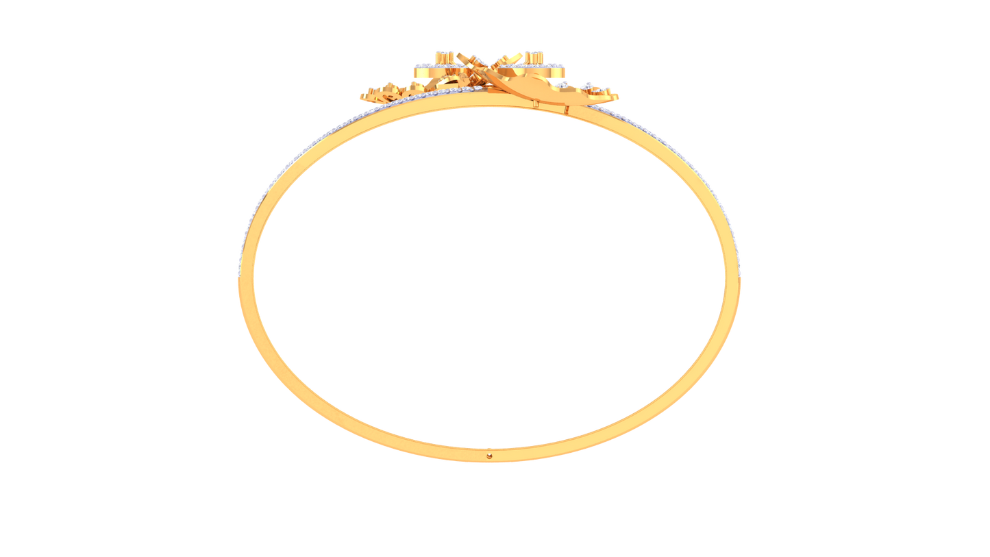 Floral Gold Bracelet With Teardrop Centerpieces - 1.02 Ct Diamonds