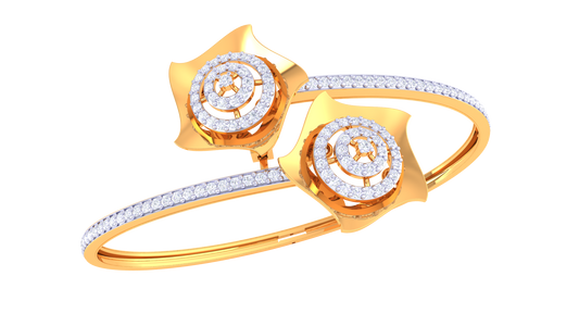 Spiral Bloom Gold Bracelet With Concentric Accents - 1.11 Ct Brilliant Cut Diamonds