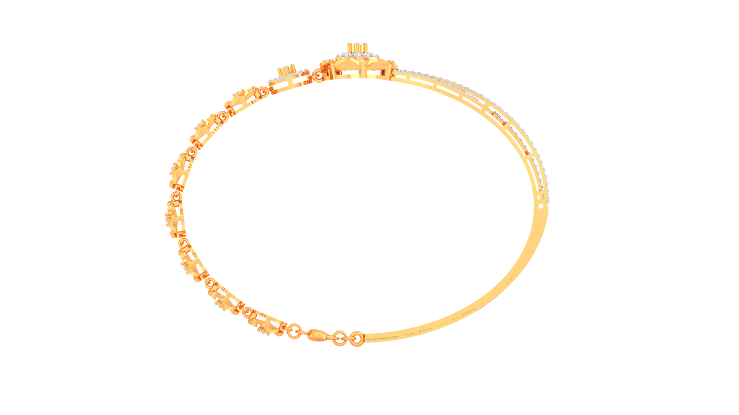 Floral Harmony Twin Bloom Gold Bracelet - 0.62 Ct Sparkling Diamonds