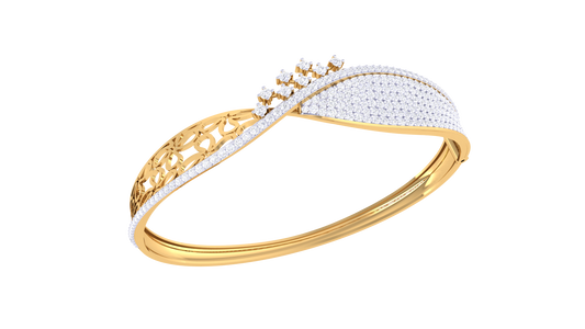 Floral Crown Radiant Gold Bracelet - 1.70 Ct Pavé-Set Diamonds