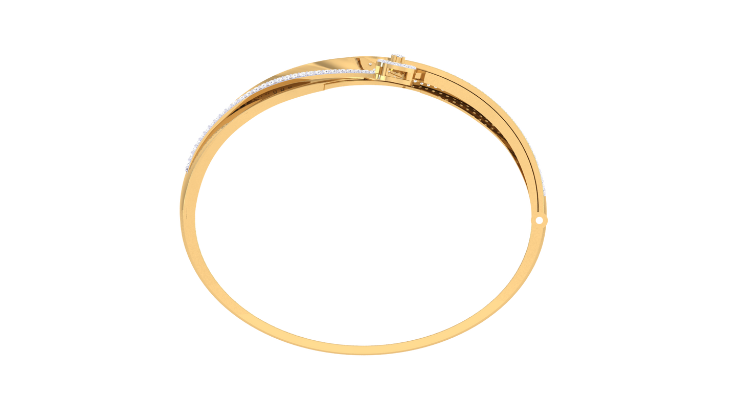 Asymmetric Gleaming Gold Bracelet - 1.33 Ct Diamond Accents