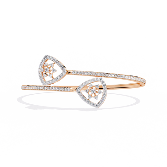 Dazzling Diamond & Gold Open Cuff Bangle Bracelet - 1.35 Ct