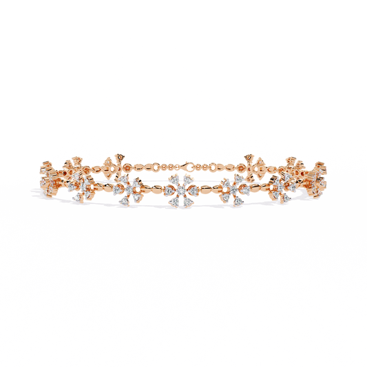 "Snowfall Bloom" Diamond & Gold Station Bracelet - 0.91 Ct