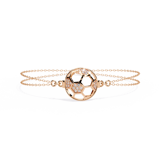 Diamond Football Charm Bracelet - Sterling In Gold - 0.20 Ct