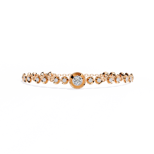 Radiant Solitaire Sparkle Diamond and Gold Beaded Bracelet - 0.20 Ct
