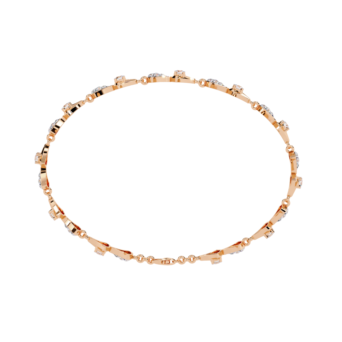 Geometric Diamond & Gold Link Bracelet - 1.26 Ct