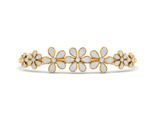 Floral Cluster Diamond Bracelet In Gold- 1.35 Ct
