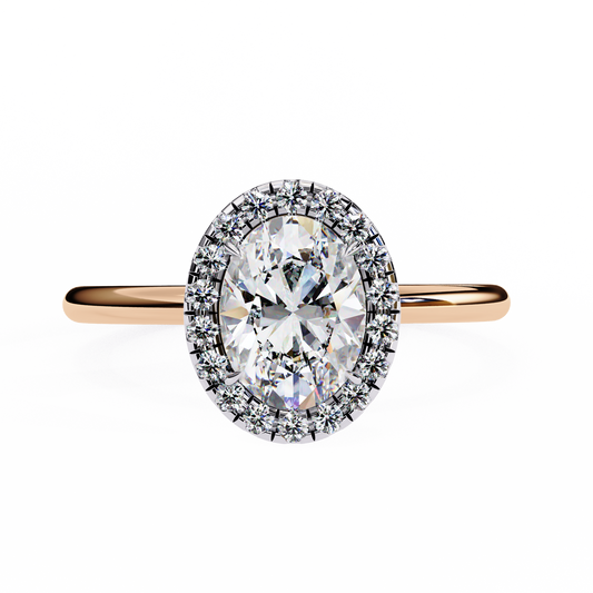 Vintage Oval Diamond Halo Engagement Ring in Yellow Gold (1.24 CTW)
