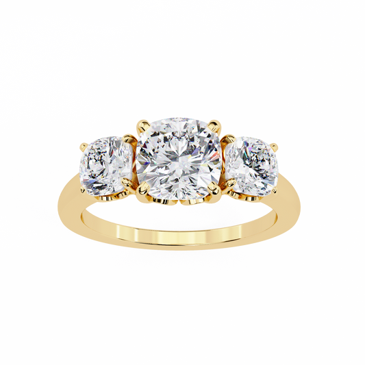 "The Trilogy" 3.96 Carat Cushion Cut Diamond Statement Ring