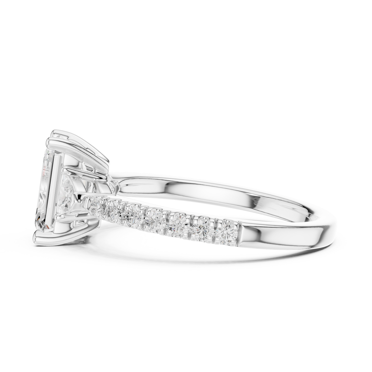 1.96ctw Emerald Cut Diamond Three-Stone Engagement Ring in Yellow Gold