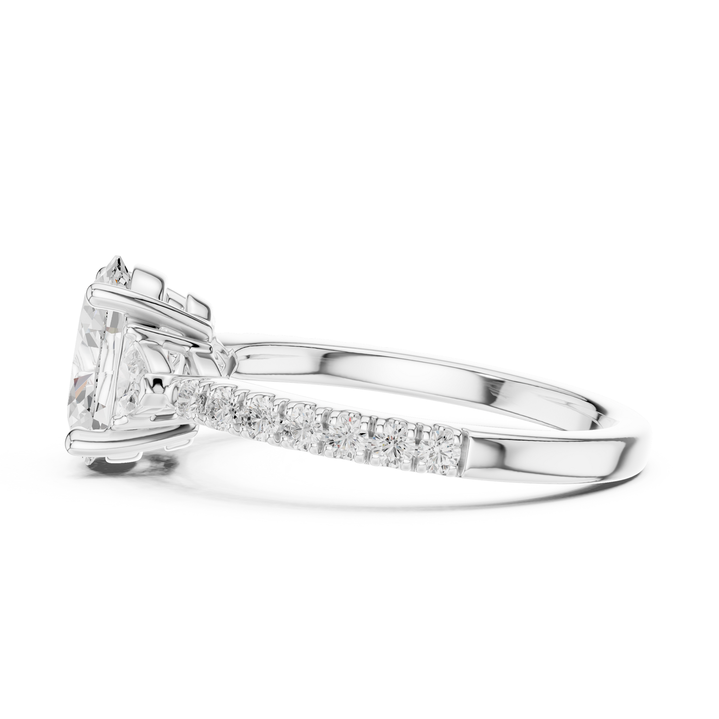 1.96ctw Oval Shaped Diamond Three-Stone Engagement Ring in Yellow Gold