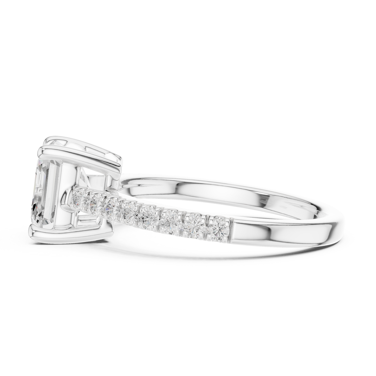 2.30ctw Asscher Cut Diamond Pavé Ring | Yellow Gold Solitaire