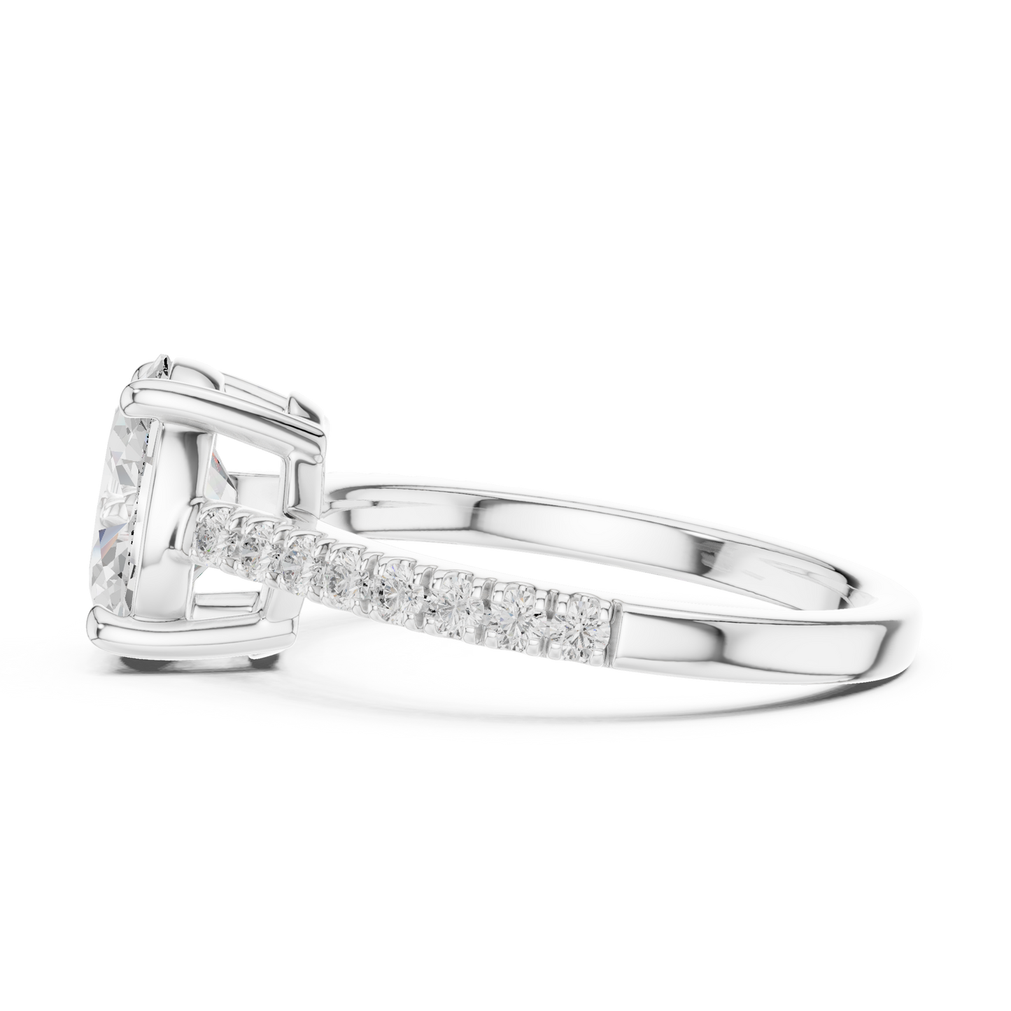 2.30ctw Oval Shaped Diamond Pavé Ring | Yellow Gold Solitaire