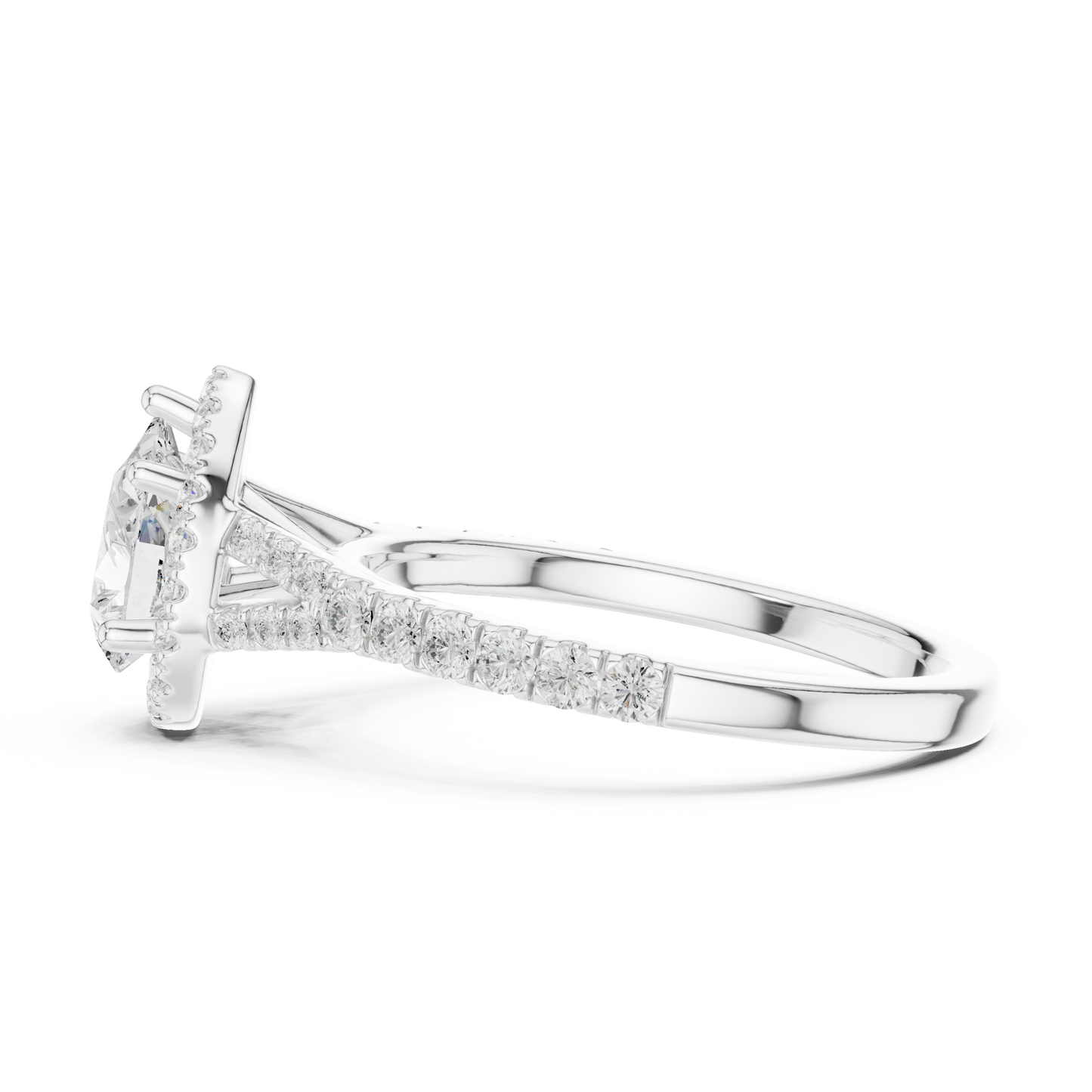 1.38ctw Pear-Cut Diamond Halo Split Shank Pavé Bridal Ring | Yellow Gold