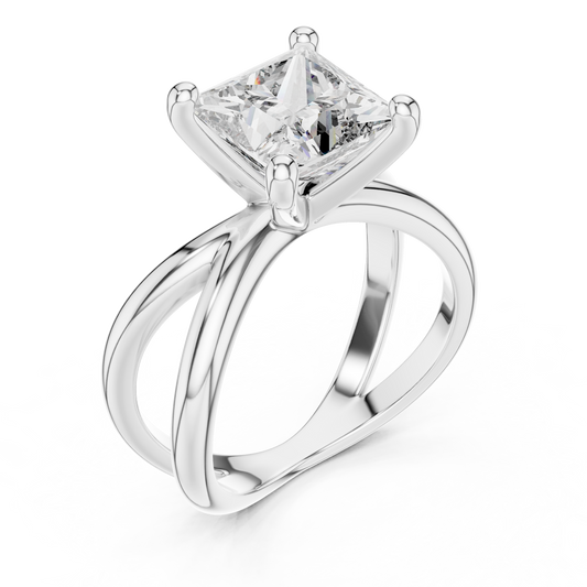 Yellow Gold Princess Cut Diamond Solitaire Engagement Ring : 3CTW