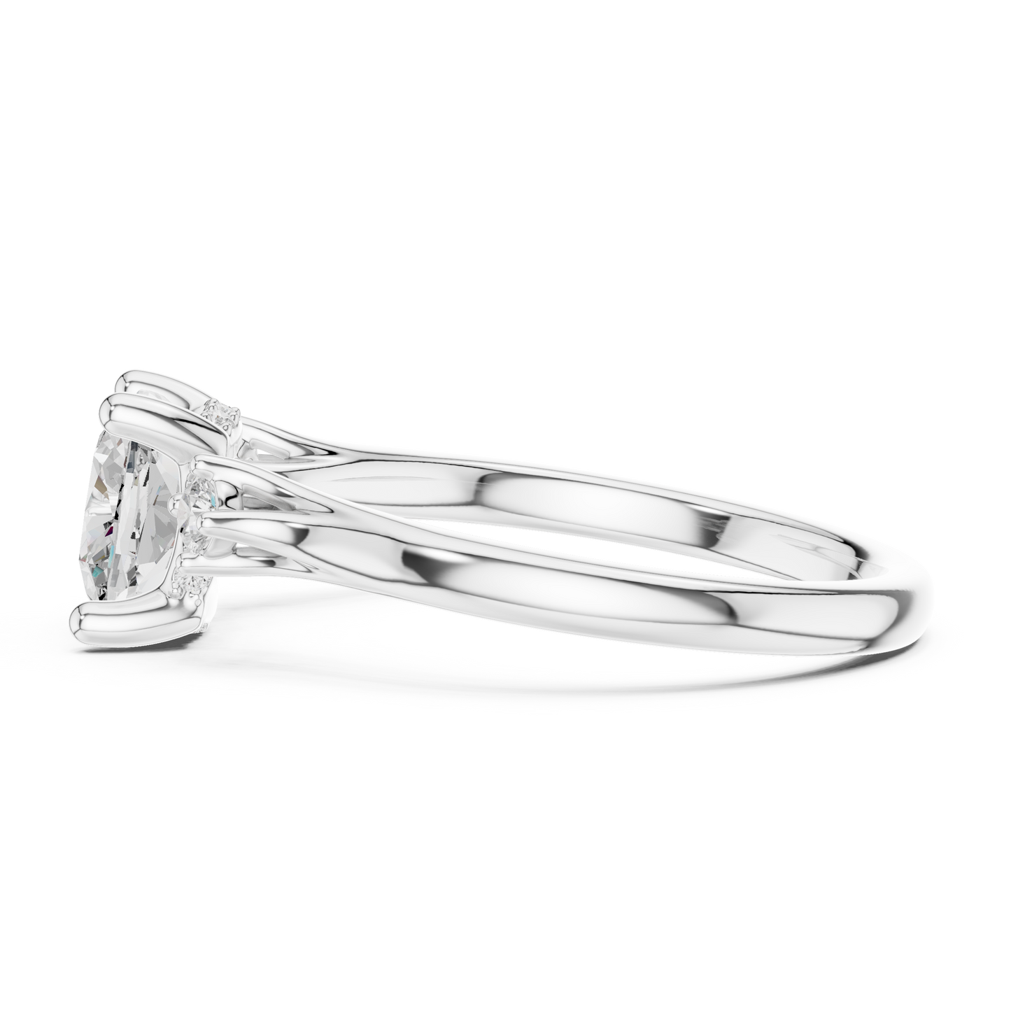 2.16ctw Cushion Cut Three-Stone Ring with Hidden Halo | Yellow Gold