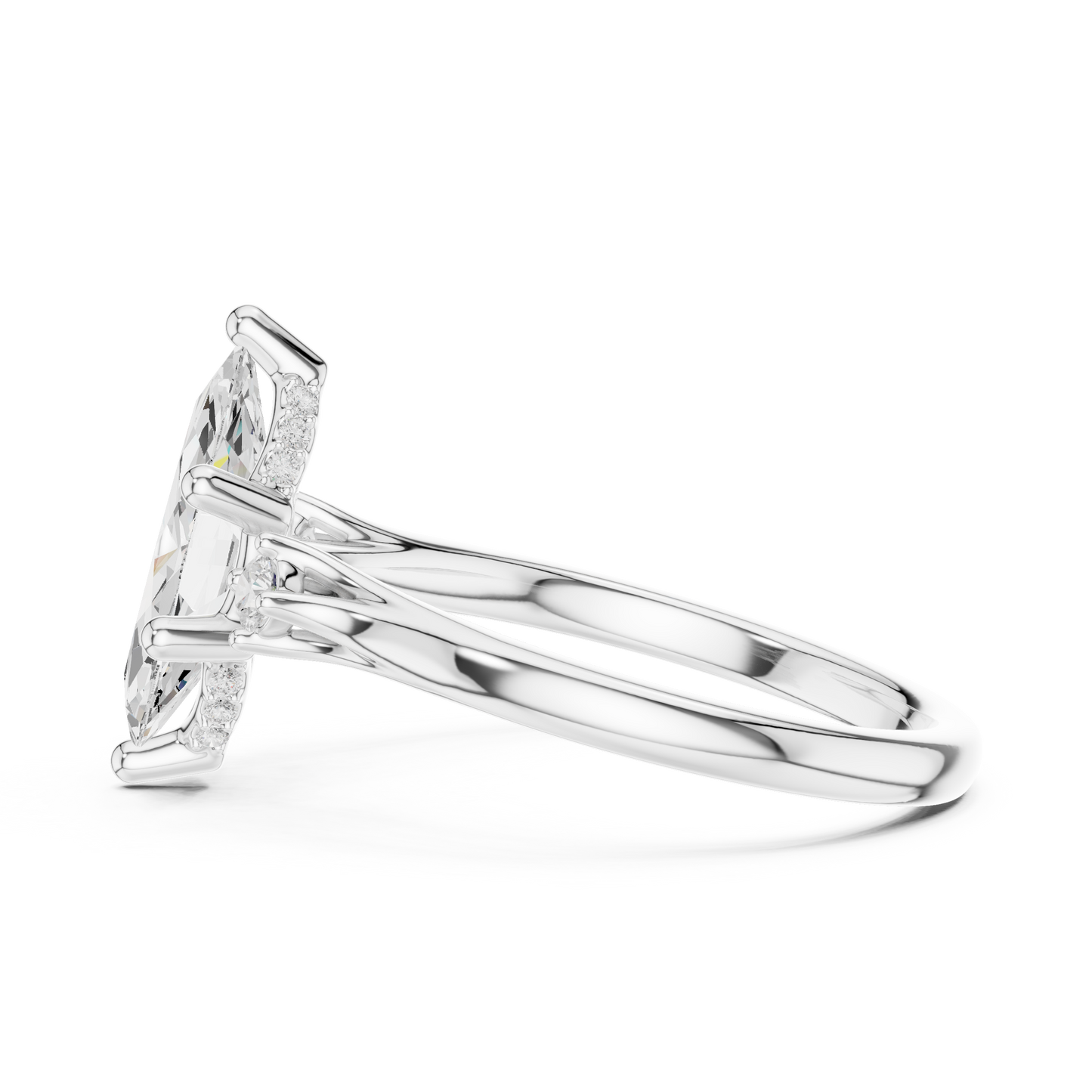 2.17ctw Marquise Cut Three-Stone Ring with Hidden Halo | Yellow Gold