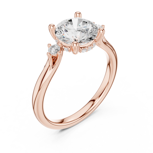 2.16ctw Round Cut Three-Stone Ring with Hidden Halo | Yellow Gold