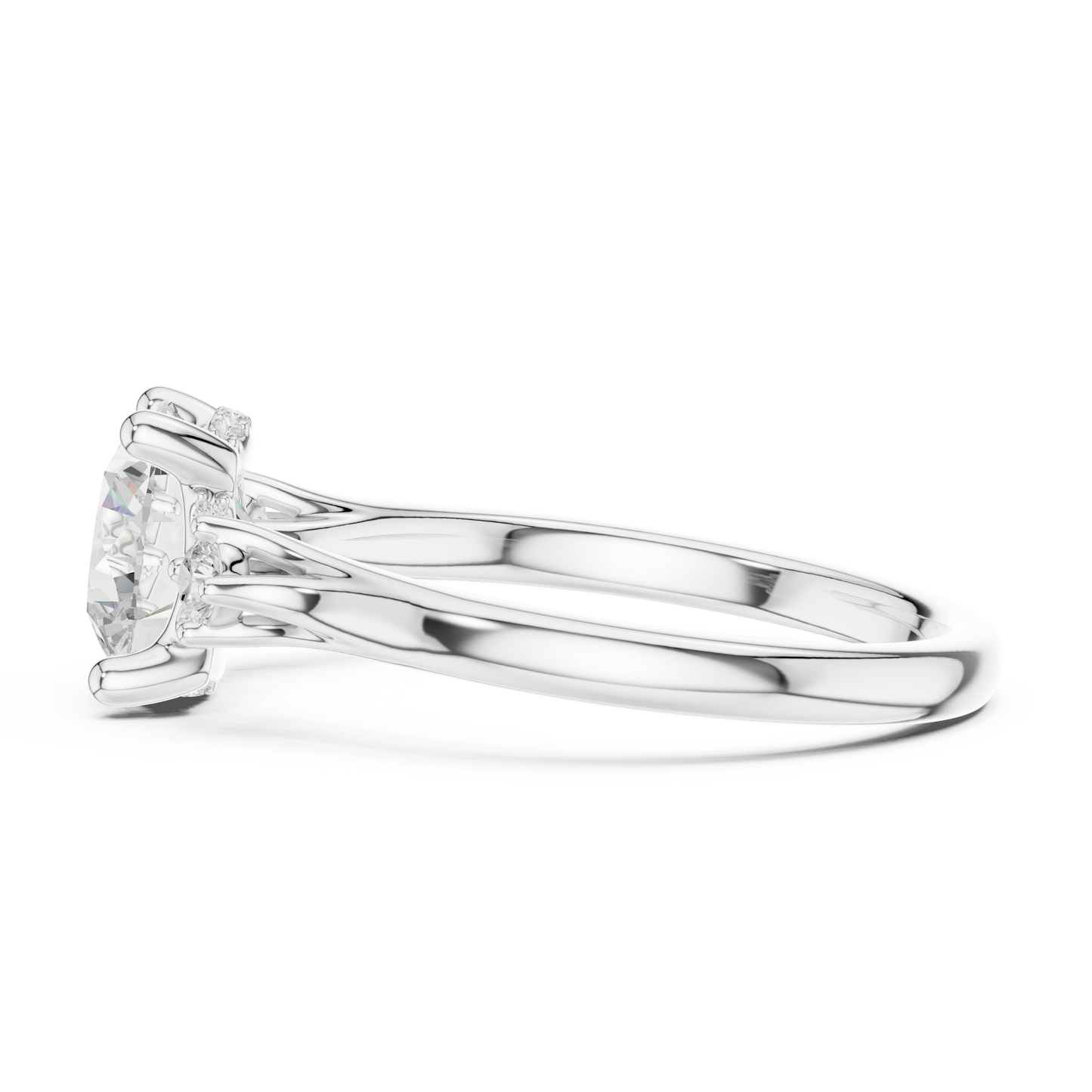 2.16ctw Round Cut Three-Stone Ring with Hidden Halo | Yellow Gold