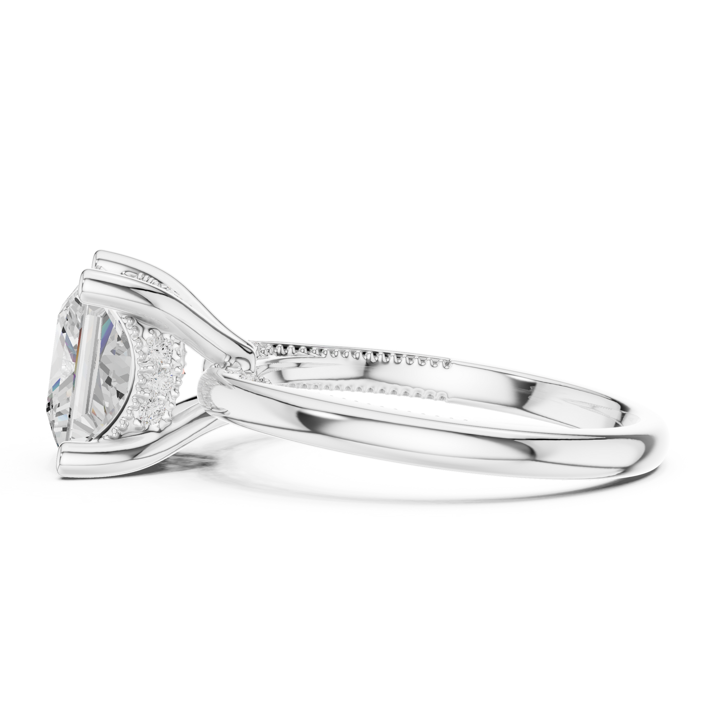 2.63ctw Princess-Cut Diamond Solitaire Hidden Halo Engagement Ring | Solid Gold