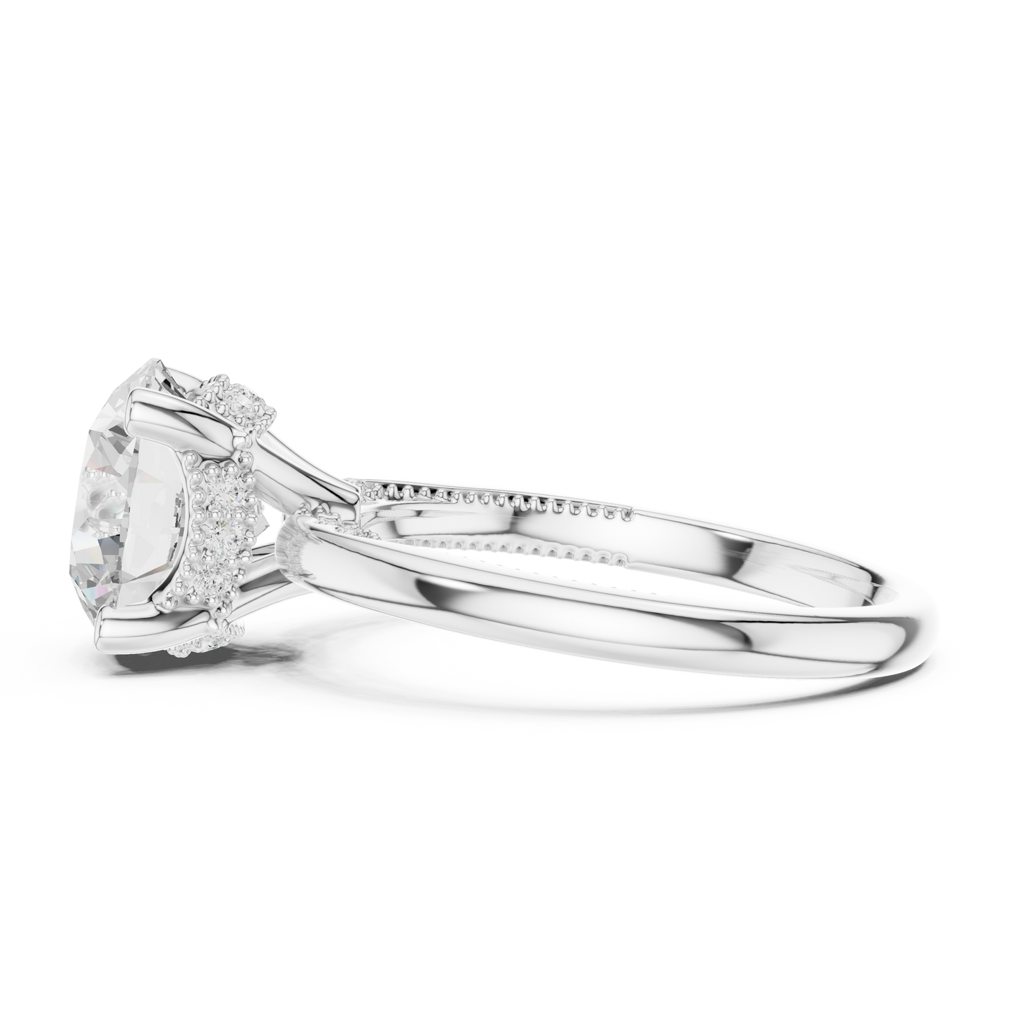 2.63ctw Round-Cut Diamond Solitaire Hidden Halo Engagement Ring | Solid Gold
