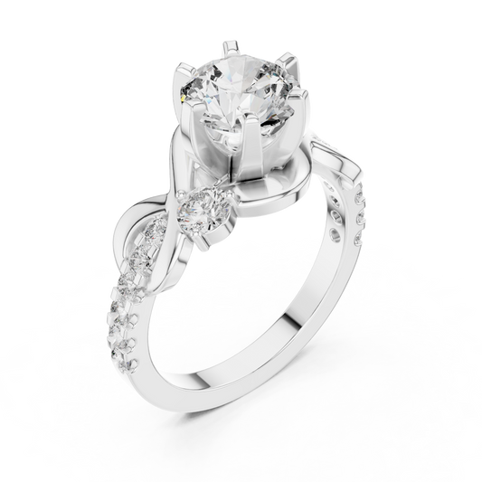 2.07 Carat Round Brilliant Cut Diamond Infinity Engagement Ring in Yellow Gold